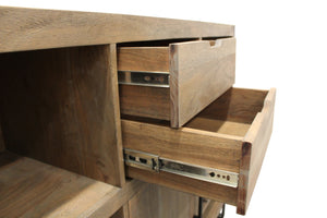 Homeroots 55" Gray And Black Solid Wood Sled Console Table With Storage With Storage   490145