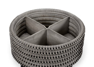 Wildwood Christopher Coastal Cocktail Table In Ash Gray Rattan — Woven Round Top & Open Base, Durable Style 490153