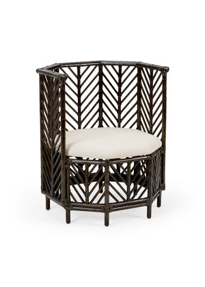 Wildwood Angelica Bamboo Accent Chair In Black Wash — Sculpted Frame, Removable Off-White Cushion, Durable Finish 490156