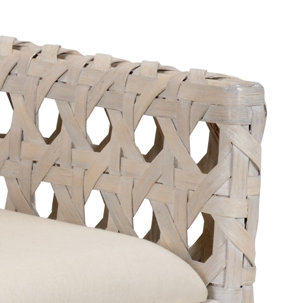 Wildwood Mandaue Bistro Chair With Whitewash Rattan Frame And Off-White Cushion — Coastal, Lightweight Dining Seat 490157