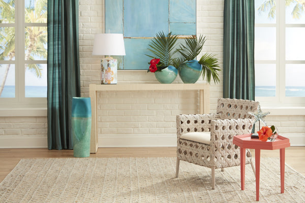 Wildwood Mandaue Bistro Chair With Whitewash Rattan Frame And Off-White Cushion — Coastal, Lightweight Dining Seat 490157