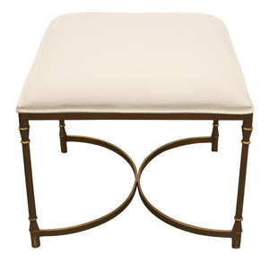 Homeroots 20" Ivory Canvas And Brass Ottoman   490158