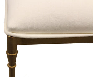 Homeroots 20" Ivory Canvas And Brass Ottoman   490158