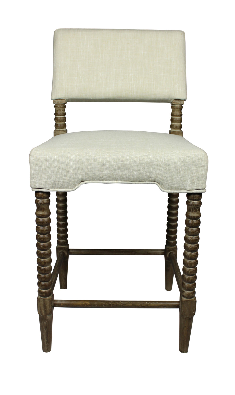 Homeroots 26 " Off White And Brown Solid And Manufactured Wood Counter Height Bar Chair   490159