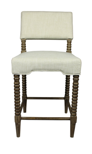 Homeroots 26 " Off White And Brown Solid And Manufactured Wood Counter Height Bar Chair   490159