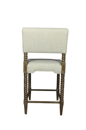 Homeroots 26 " Off White And Brown Solid And Manufactured Wood Counter Height Bar Chair   490159