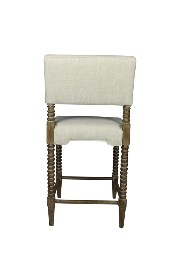 Homeroots 26 " Off White And Brown Solid And Manufactured Wood Counter Height Bar Chair   490159