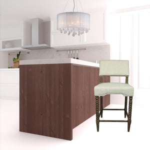 Homeroots 26 " Off White And Brown Solid And Manufactured Wood Counter Height Bar Chair   490159