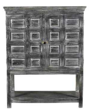HomeRoots 40" Distressed Wash Dark Gray Solid Wood Accent Cabinet - Rustic Storage for Any Room Decor 490160
