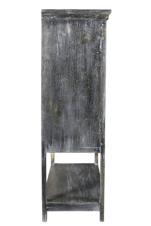 HomeRoots 40" Distressed Wash Dark Gray Solid Wood Accent Cabinet - Rustic Storage for Any Room Decor 490160