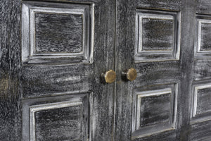 HomeRoots 40" Distressed Wash Dark Gray Solid Wood Accent Cabinet - Rustic Storage for Any Room Decor 490160