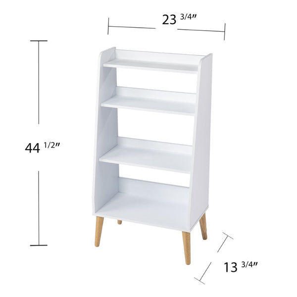 HomeRoots 45" White Etagere Bookcase - Modern Four-Tier Shelving Unit with Mid-Century Design for Any Space 490165
