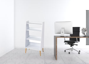HomeRoots 45" White Etagere Bookcase - Modern Four-Tier Shelving Unit with Mid-Century Design for Any Space 490165