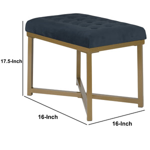 English Elm Metal X-base Bench Tufted Navy Velvet Seat Gold Frame Bedroom Entryway Glam Blue+Gold B056P417121