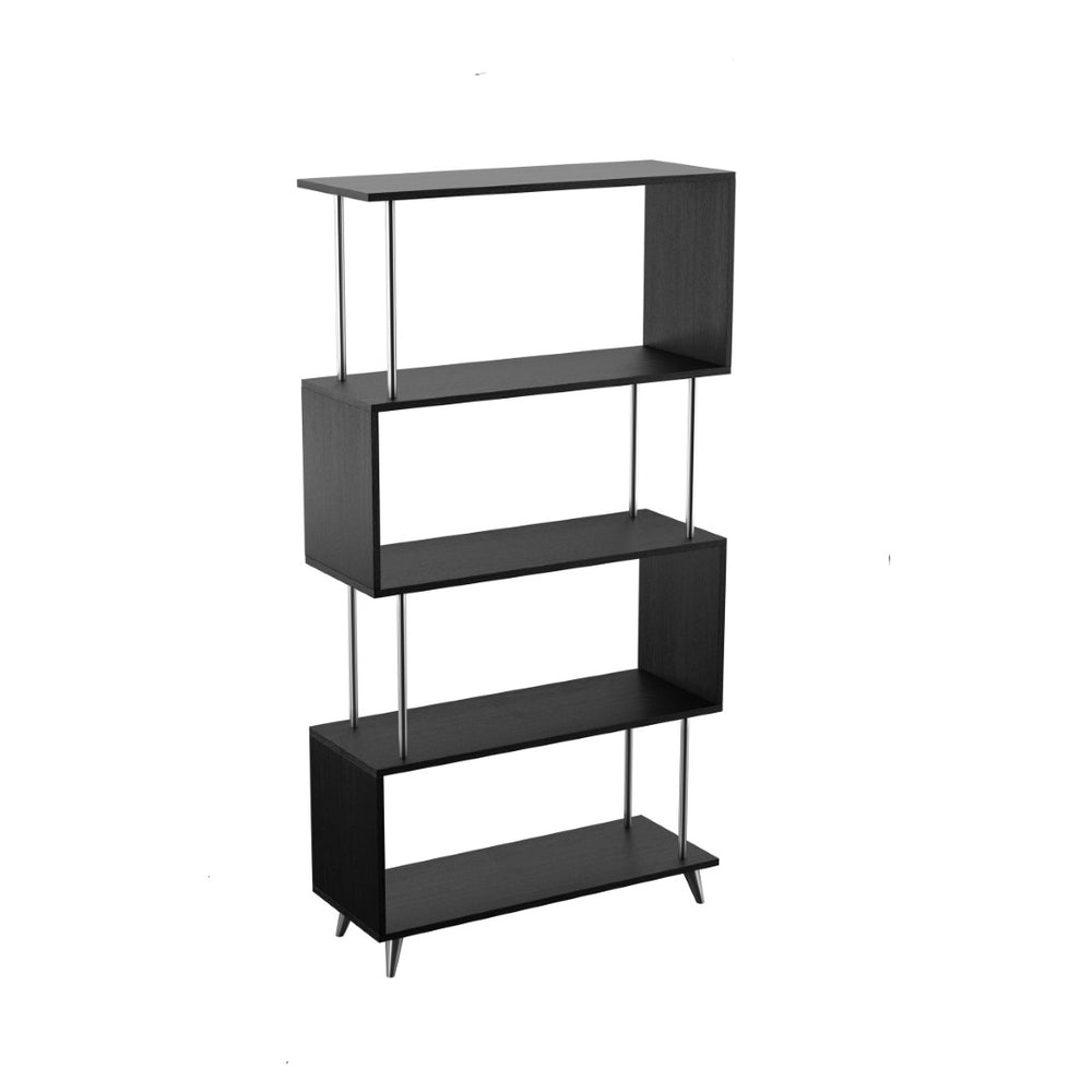 HomeRoots 61" Black Wood Four-Tier Etagere Bookcase – Stylish Storage Solution for Modern Home Decor & Organization 490166
