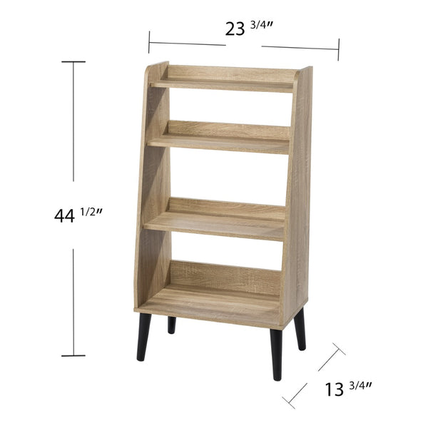HomeRoots 45" Natural Brown Etagere Bookcase - Stylish Four-Tier Storage with Mid-Century Design for Any Room 490167