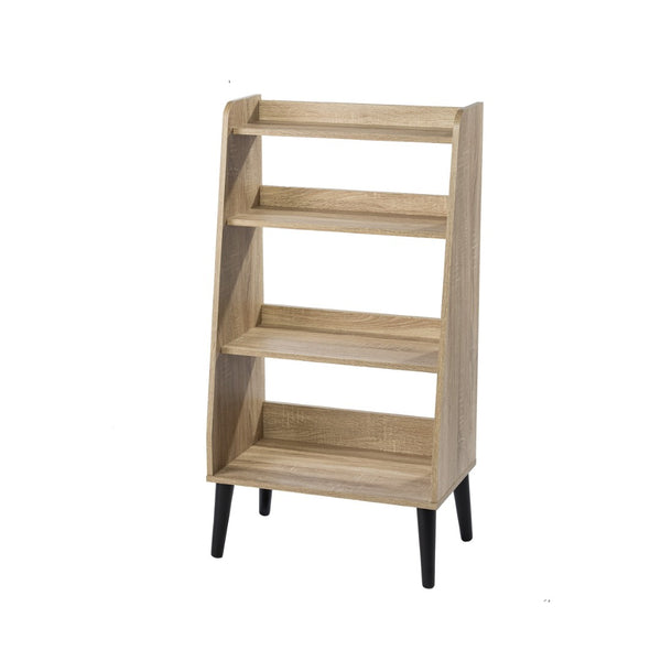 HomeRoots 45" Natural Brown Etagere Bookcase - Stylish Four-Tier Storage with Mid-Century Design for Any Room 490167