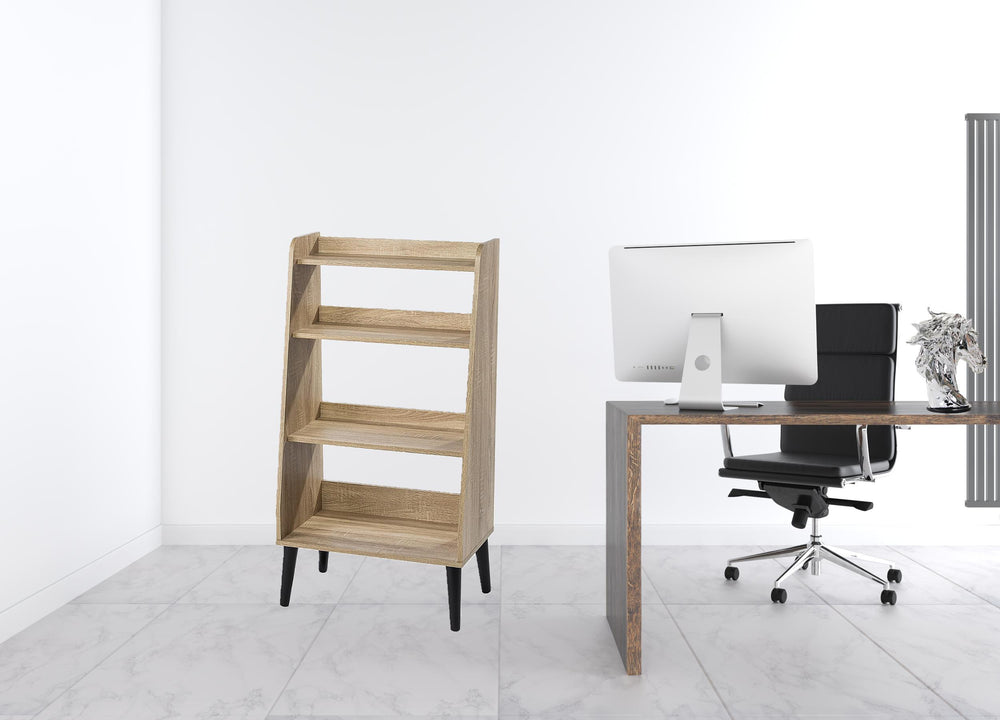 Homeroots 45" Natural Brown Manufactured Wood Four Tier Etagere Bookcase   490167