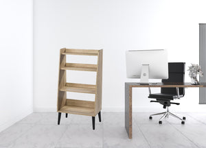 HomeRoots 45" Natural Brown Etagere Bookcase - Stylish Four-Tier Storage with Mid-Century Design for Any Room 490167
