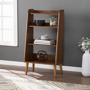HomeRoots 45" Stylish Brown Etagere Bookcase - Four-Tier Display Shelf for Modern Living Room & Office Use 490169