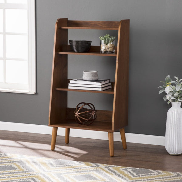 HomeRoots 45" Stylish Brown Etagere Bookcase - Four-Tier Display Shelf for Modern Living Room & Office Use 490169