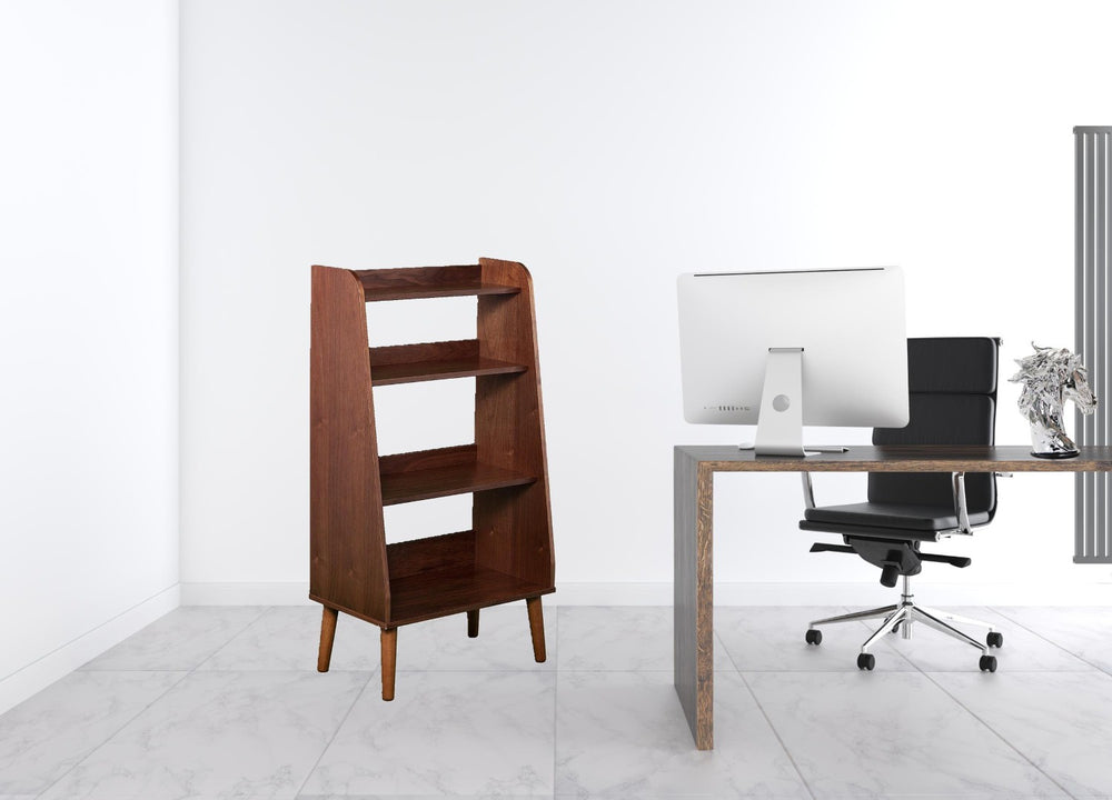 HomeRoots 45" Stylish Brown Etagere Bookcase - Four-Tier Display Shelf for Modern Living Room & Office Use 490169