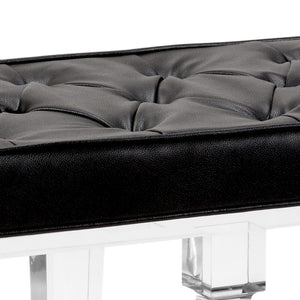Wildwood Greta Modern Leather Bench With Clear Acrylic Base — Sleek 54" Floating Seat For Entryway & Bedroom 490171