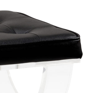 Wildwood Harlow Velvet Bench With Clear Acrylic Base, Tufted Plush Cushion For Entryway, Bedroom Seating Black 490172