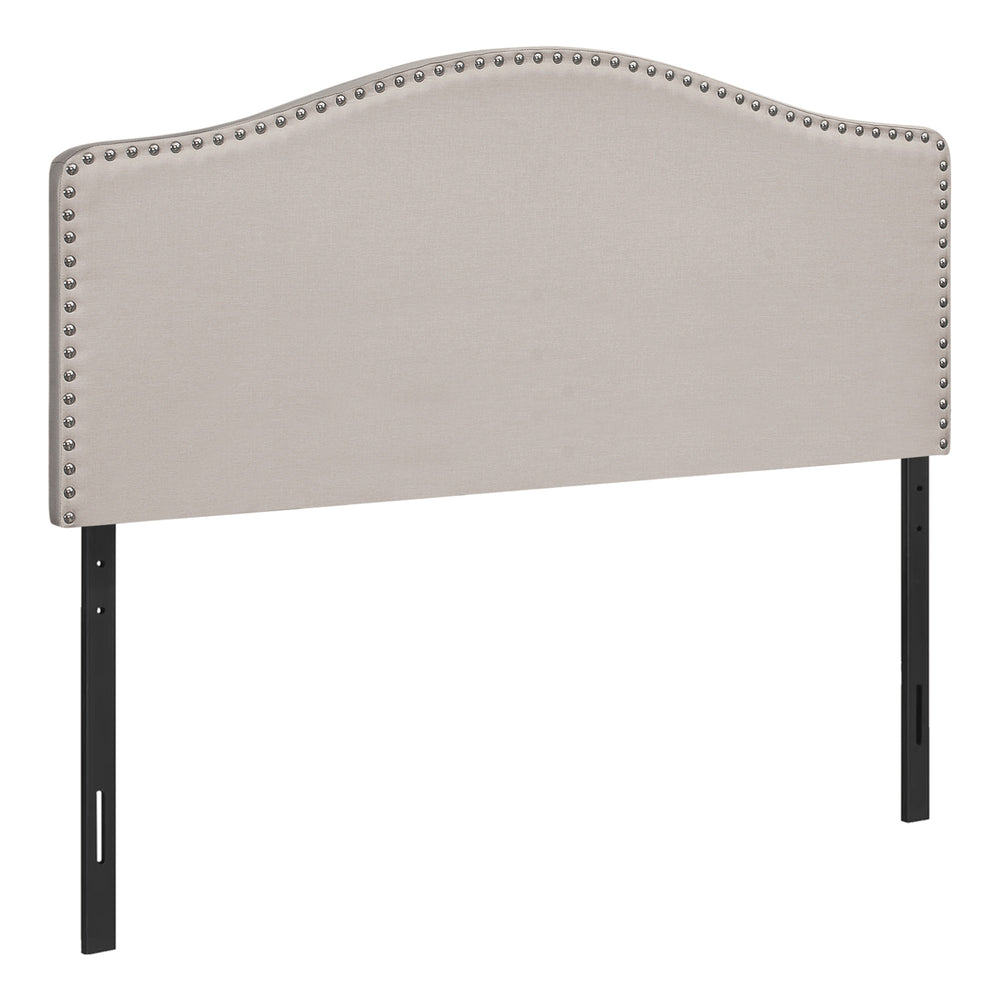 Homeroots Beige Linen Blend Upholstered Arched Full Headboard With Nail Head Trim – Elegant Bedroom Upgrade   490190
