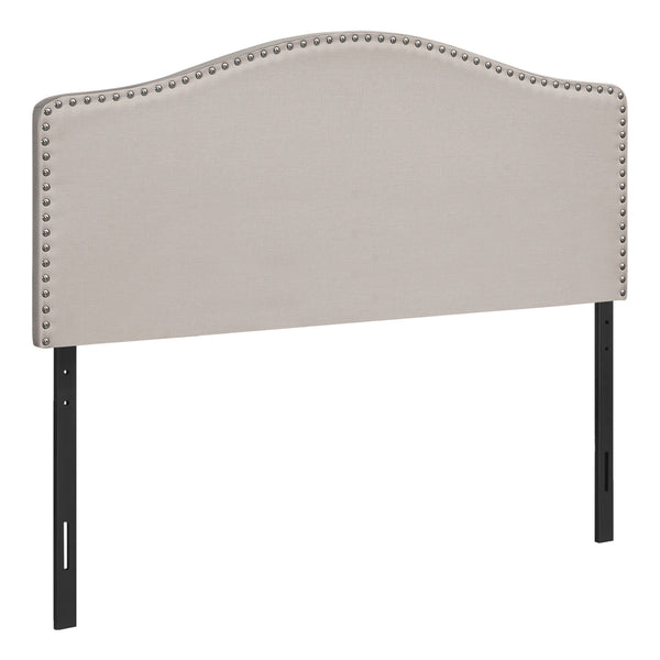 Homeroots Beige Linen Blend Upholstered Arched Full Headboard With Nail Head Trim – Elegant Bedroom Upgrade   490190