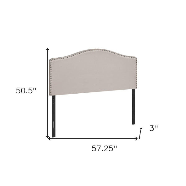 Homeroots Beige Linen Blend Upholstered Arched Full Headboard With Nail Head Trim – Elegant Bedroom Upgrade   490190