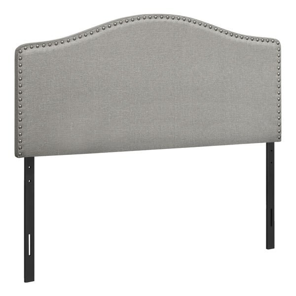 Homeroots Gray Linen Blend Upholstered Arched Full Headboard With Adjustable Height And Nail Head Detail   490191