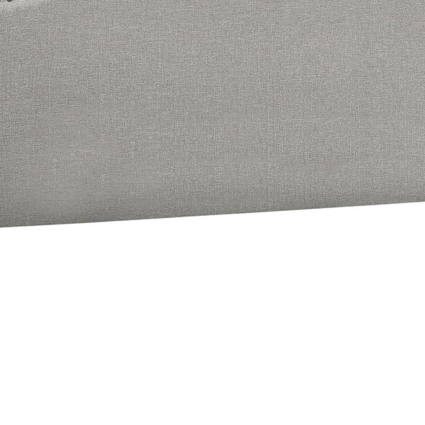 HomeRoots Gray Upholstered Arched Full Headboard with Nailhead Trim – Elegant Linen Blend Design for Any Decor 490191