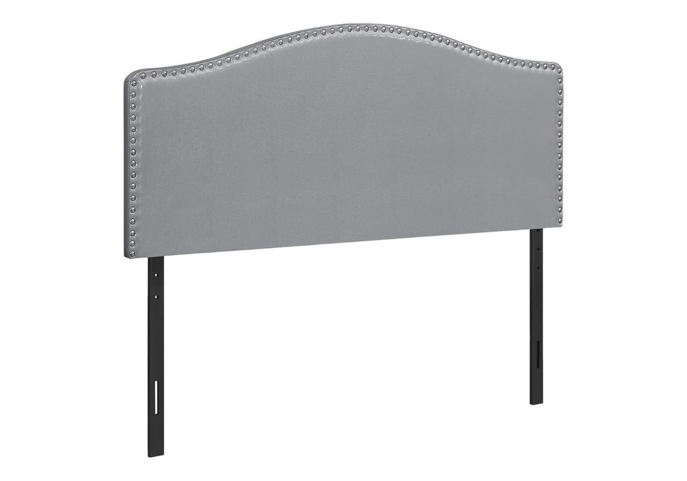 HomeRoots Gray Faux Leather Arched Queen Headboard with Nail Head Trim - Elegant, Adjustable & Chic Design! 490192