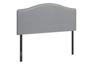 HomeRoots Gray Faux Leather Arched Queen Headboard with Nail Head Trim - Elegant, Adjustable & Chic Design! 490192