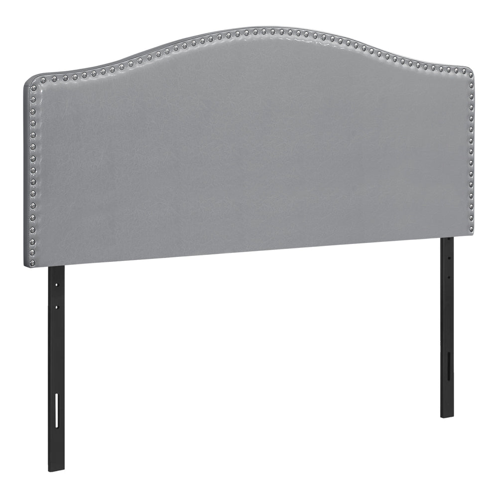 Homeroots Gray Faux Leather Queen Headboard - Arched Design With Nail Head Trim For Elegant Bedroom Upgrade   490192