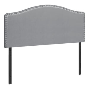 Homeroots Gray Faux Leather Queen Headboard - Arched Design With Nail Head Trim For Elegant Bedroom Upgrade   490192