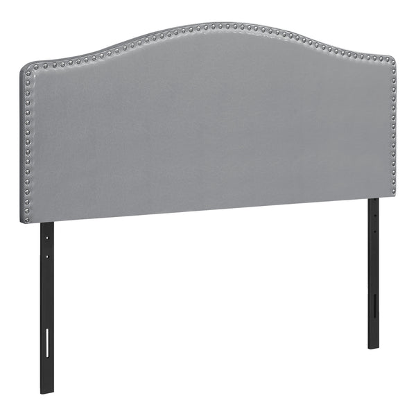 Homeroots Gray Faux Leather Queen Headboard - Arched Design With Nail Head Trim For Elegant Bedroom Upgrade   490192