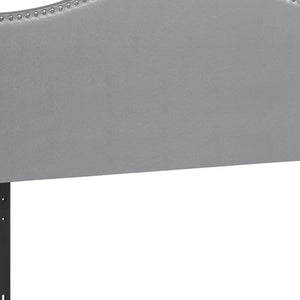 HomeRoots Gray Faux Leather Arched Queen Headboard with Nail Head Trim - Elegant, Adjustable & Chic Design! 490192