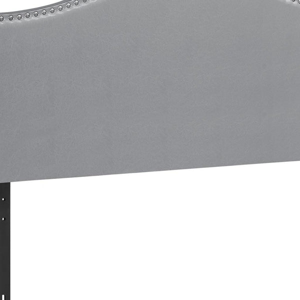 HomeRoots Gray Faux Leather Arched Queen Headboard with Nail Head Trim - Elegant, Adjustable & Chic Design! 490192
