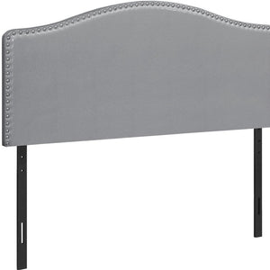 HomeRoots Gray Faux Leather Arched Queen Headboard with Nail Head Trim - Elegant, Adjustable & Chic Design! 490192