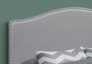 HomeRoots Gray Faux Leather Arched Queen Headboard with Nail Head Trim - Elegant, Adjustable & Chic Design! 490192