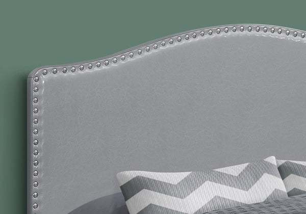 HomeRoots Gray Faux Leather Arched Queen Headboard with Nail Head Trim - Elegant, Adjustable & Chic Design! 490192