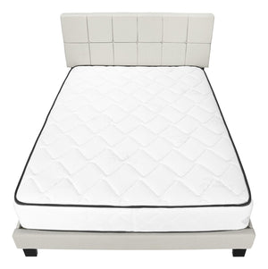 HomeRoots Beige Tufted Linen Queen Bed Frame - Stylish Upholstered Centerpiece with Durable Support & Comfort 490194
