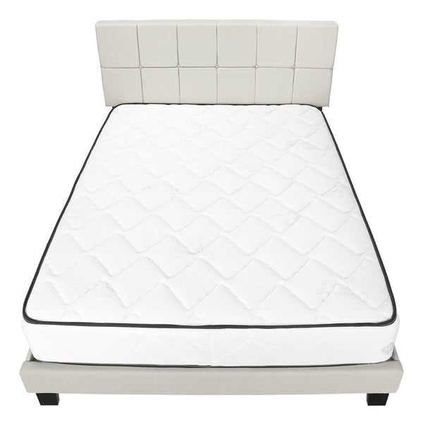HomeRoots Beige Tufted Linen Queen Bed Frame - Stylish Upholstered Centerpiece with Durable Support & Comfort 490194