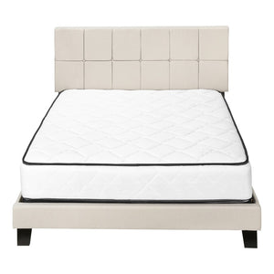 HomeRoots Beige Tufted Linen Queen Bed Frame - Stylish Upholstered Centerpiece with Durable Support & Comfort 490194