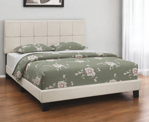 Homeroots Beige Tufted Linen Queen Bed Frame - Stylish Upholstered Design For A Cozy, Contemporary Bedroom Retreat  Foam,Laminate,Mdf,Particle Board,Solid Wood 490194