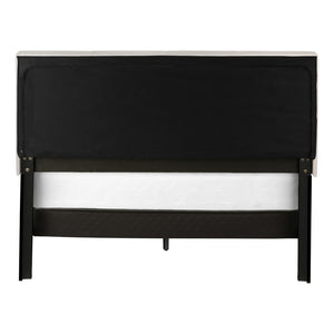 HomeRoots Beige Tufted Linen Queen Bed Frame - Modern Elegance with Black Accents & Durable Construction 490195