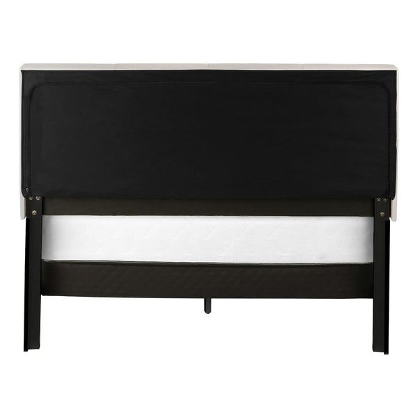 HomeRoots Beige Tufted Linen Queen Bed Frame - Modern Elegance with Black Accents & Durable Construction 490195