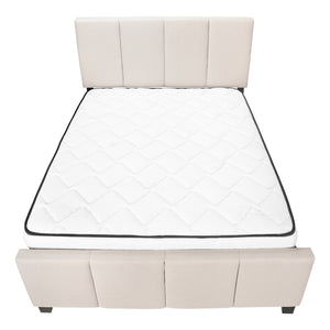 HomeRoots Beige Tufted Linen Queen Bed Frame - Modern Elegance with Black Accents & Durable Construction 490195